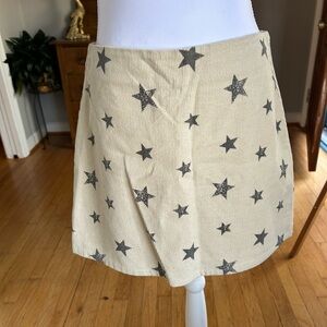 Altar'd State Cream Skirt with Grey Star Design Size M